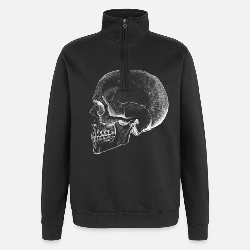 Schädel - Quarter-Zip-Sweatshirt - Schwarz