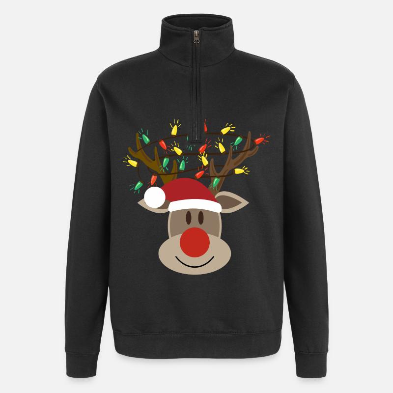 Moose Head Rudolph Moose Reindeer - Quarter-Zip Sweatshirt - black