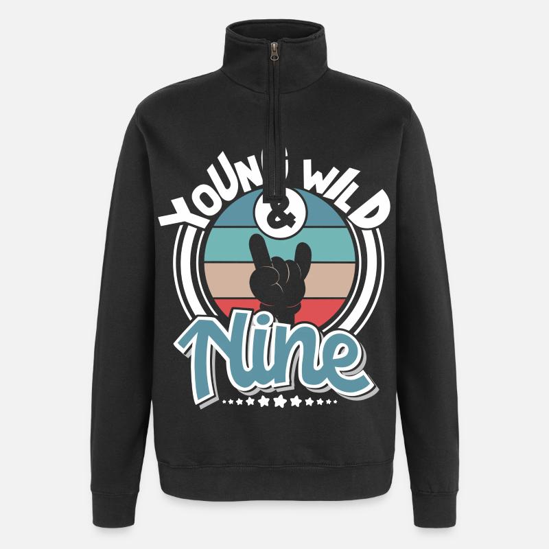 9 years 9th birthday - Quarter-Zip Sweatshirt - black