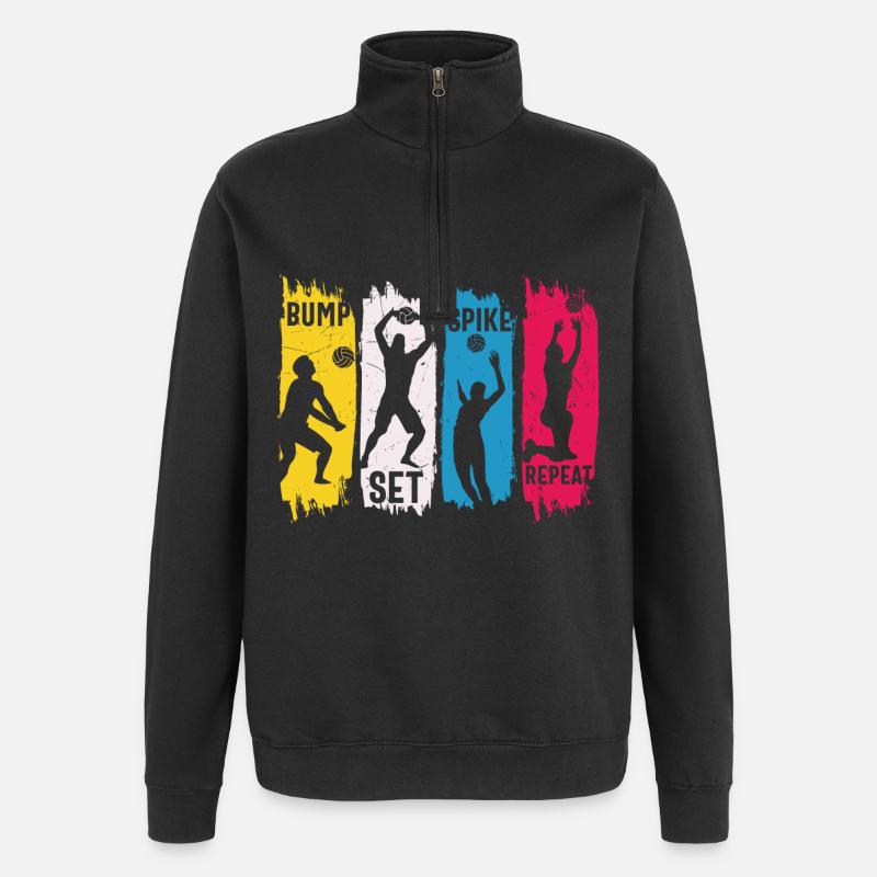Volleyball Bump Set Spike Répéter - Sweat à zip 1/4 - noir