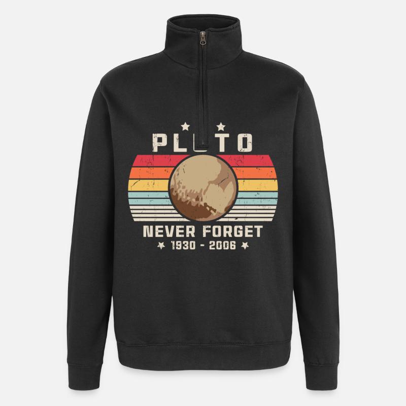 Never Forget Pluto - Quarter-Zip Sweatshirt - black