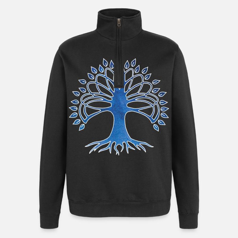 Lebensbaum und Sternenhimmel - Quarter-Zip-Sweatshirt - Schwarz