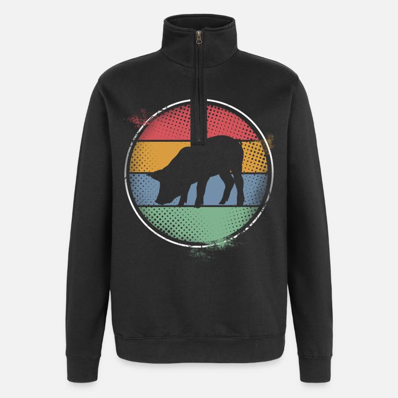 Cochon - Sweat à zip 1/4 - noir