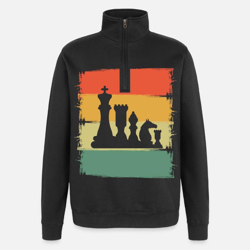 Échecs - Sweat à zip 1/4 - noir