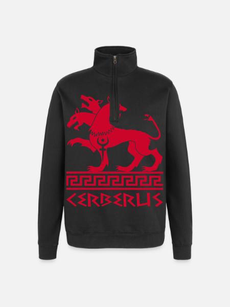 Red cerberus dog - Quarter-Zip Sweatshirt - black