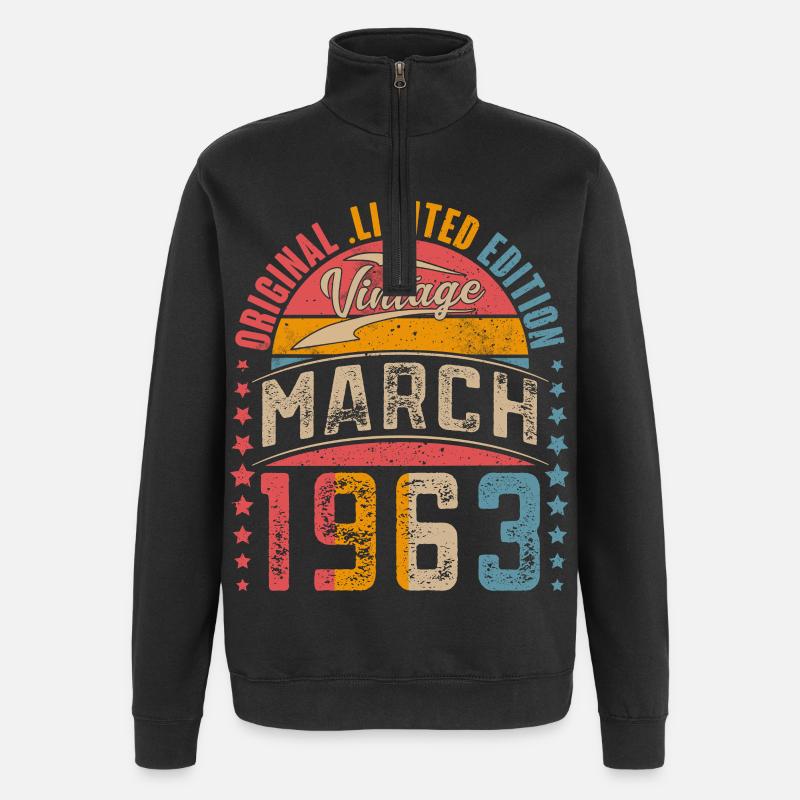 1963 Année de naissance Mars Anniversaire - Sweat à zip 1/4 - noir