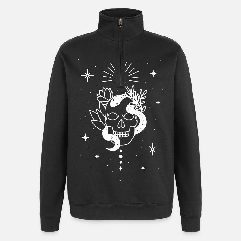 Trippy Occult Skeleton Serpent - Sweat à zip 1/4 - noir