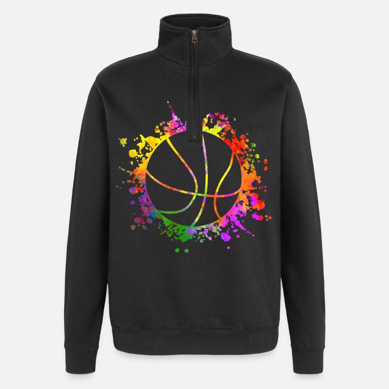 Basketball Farbspritzer Farbklecks - Quarter-Zip-Sweatshirt - Schwarz