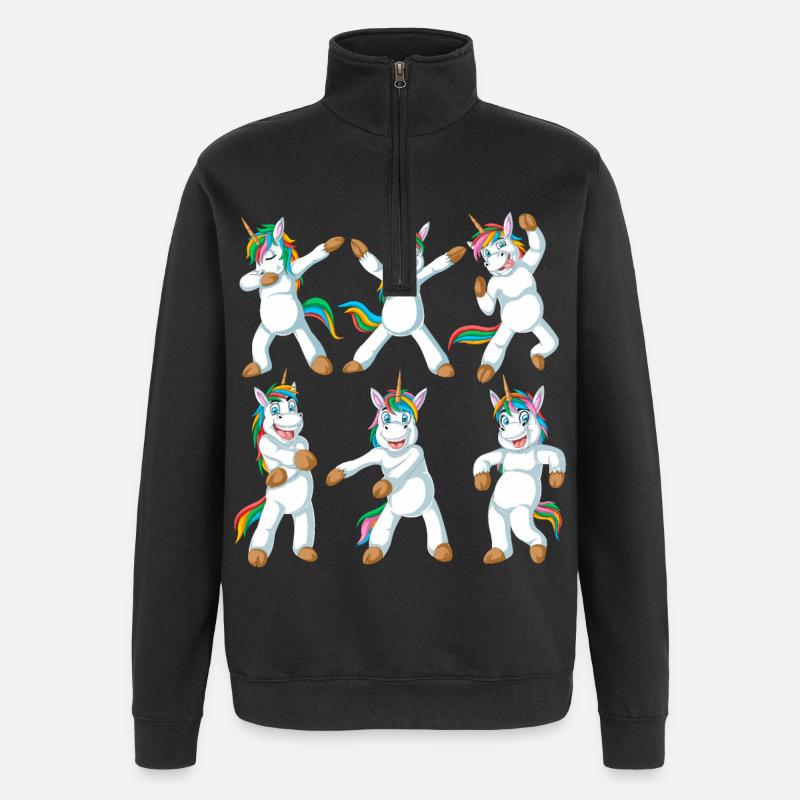 Einhorn Tupfen - Quarter-Zip-Sweatshirt - Schwarz
