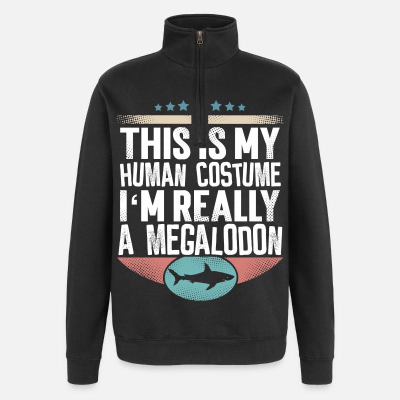 Requin géant mégalodon - Sweat à zip 1/4 - noir