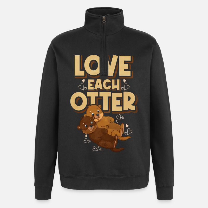 gift idea - love each otter - Quarter-Zip Sweatshirt - black