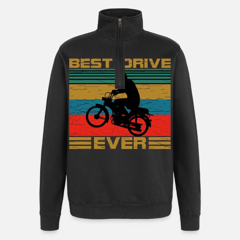 Zweitakter Retro - Quarter-Zip-Sweatshirt - Schwarz