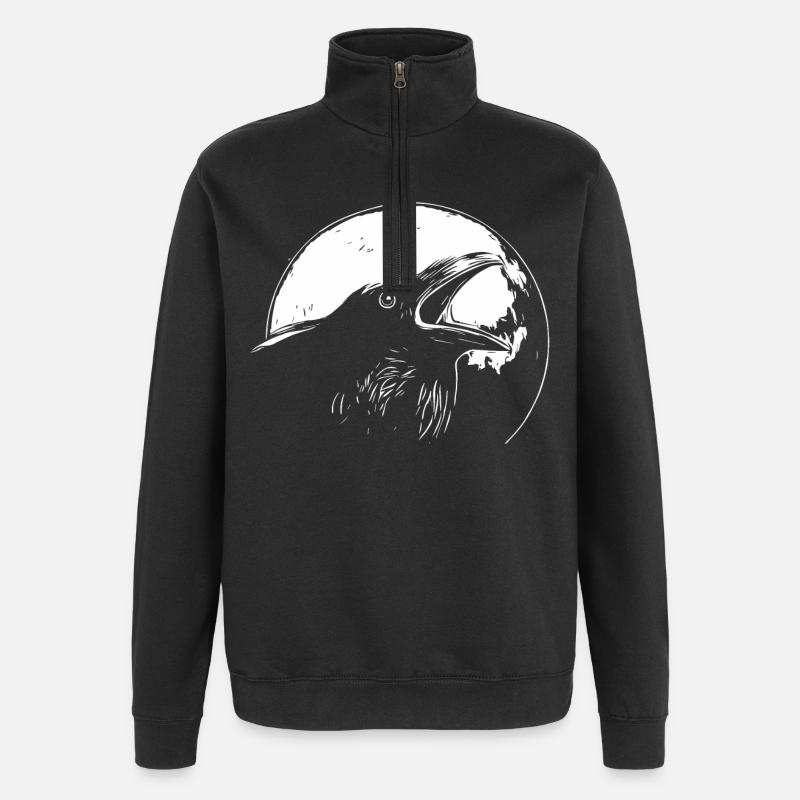 Rabe im Vollmond - Quarter-Zip-Sweatshirt - Schwarz