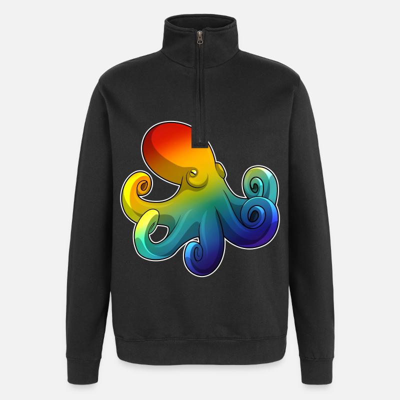 Octopus Rainbow - Quarter-Zip Sweatshirt - black