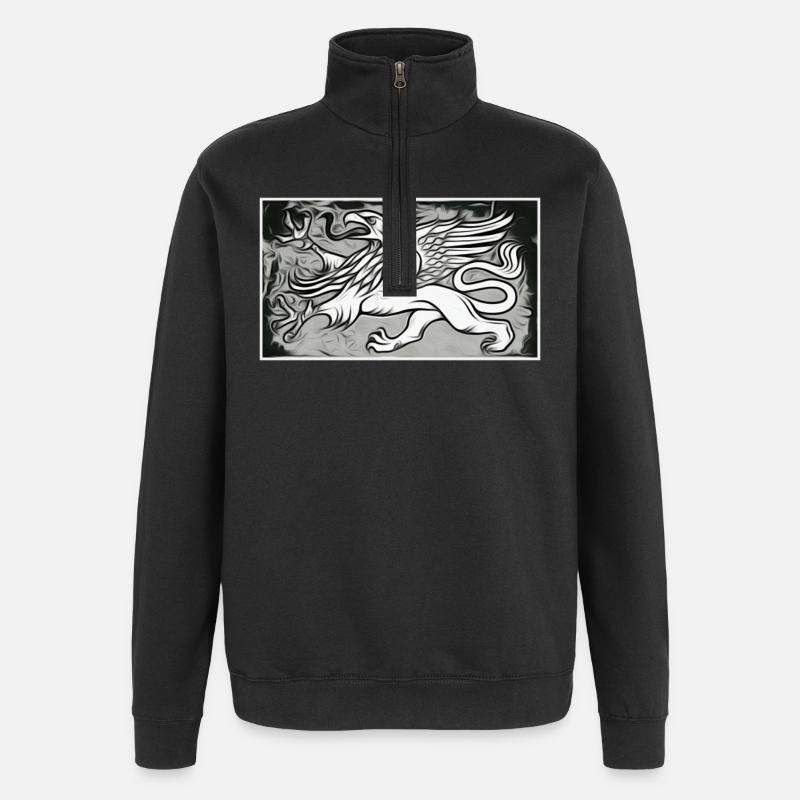 Un griffon en gris - Sweat à zip 1/4 - noir