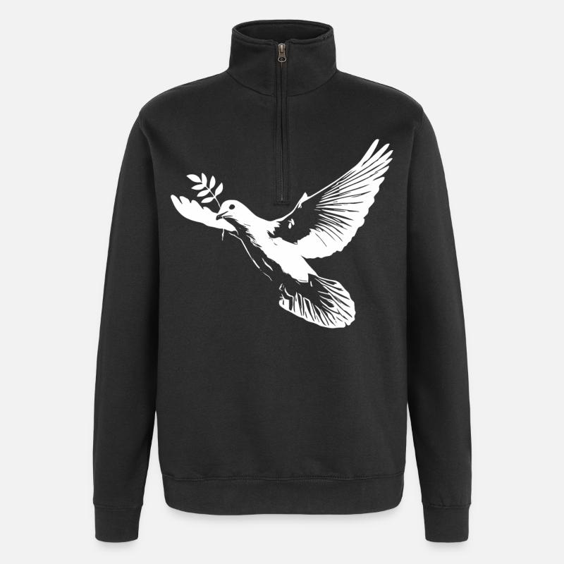 Weiße Friedenstaube - Quarter-Zip-Sweatshirt - Schwarz