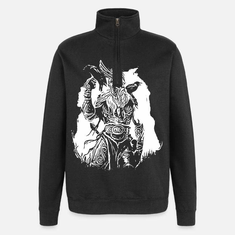 Wikinger mit Raben - Quarter-Zip-Sweatshirt - Schwarz