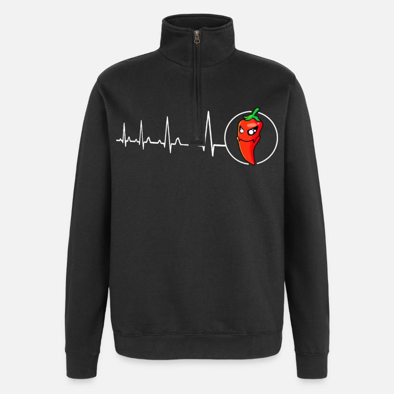 Herzschlag - Heiss - Quarter-Zip-Sweatshirt - Schwarz