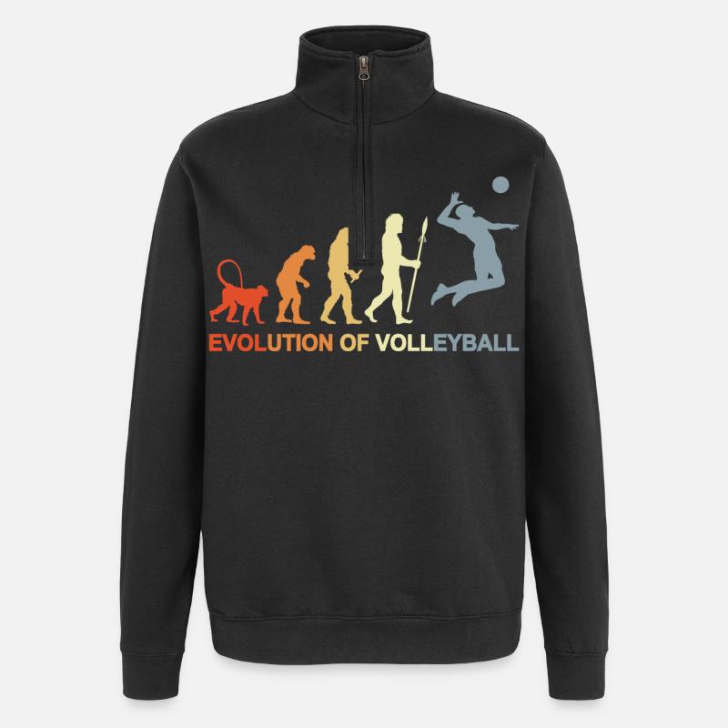 Evolution eines Volleyballspielers - Quarter-Zip-Sweatshirt - Schwarz