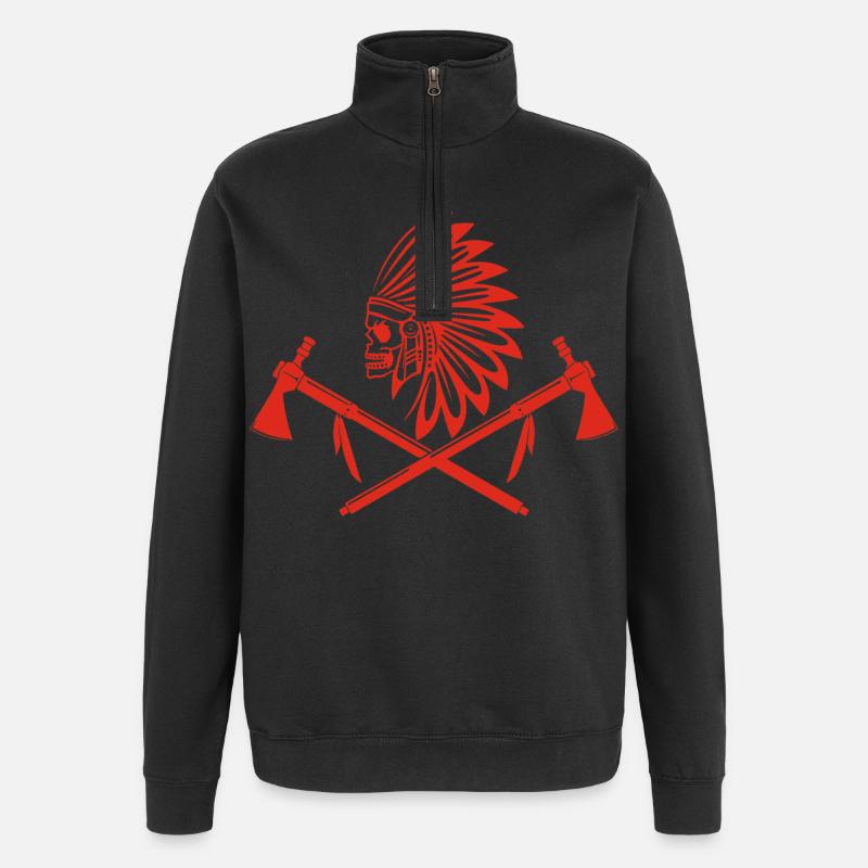 Rotindischer Krieger - Quarter-Zip-Sweatshirt - Schwarz