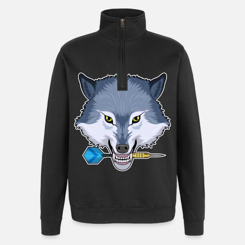 Wolf Dart Dartpfeil - Quarter-Zip-Sweatshirt - Schwarz