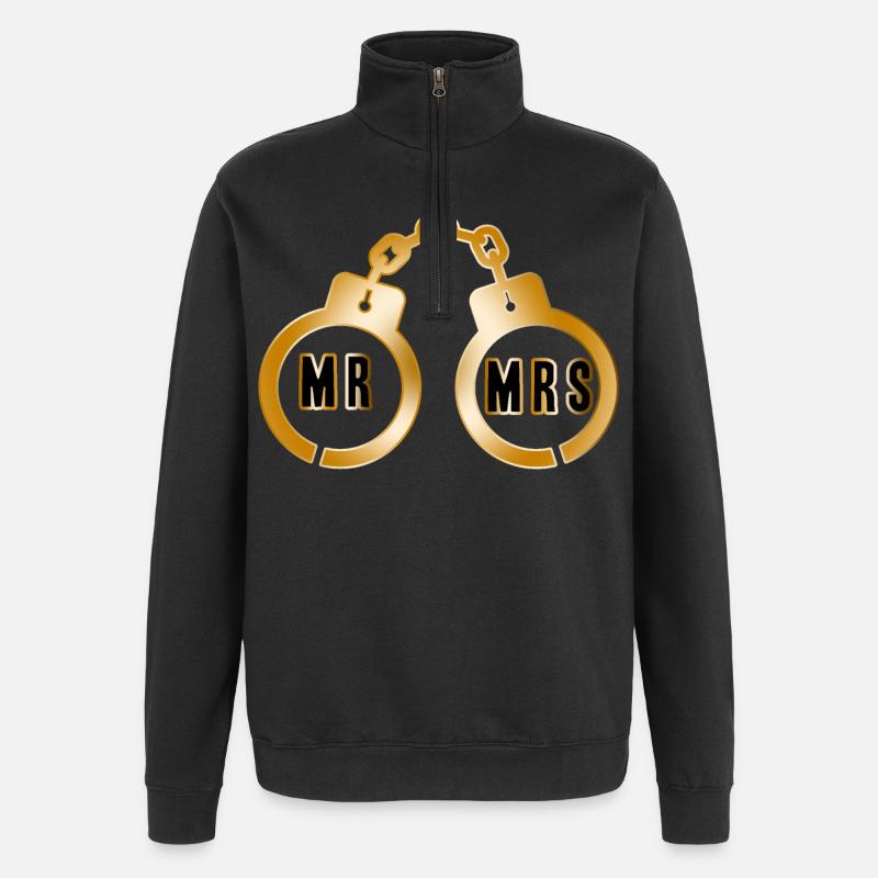 Goldenes Paar Handschellen-Emblem - Quarter-Zip-Sweatshirt - Schwarz