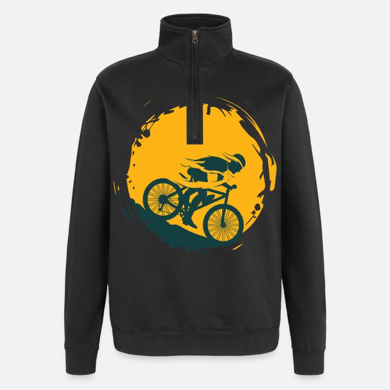 Mountainbiker mit Schwung - Quarter-Zip-Sweatshirt - Schwarz