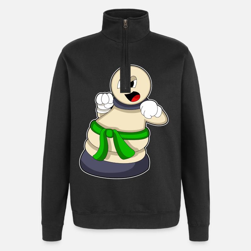 Schachfigur Bauer beim Schach - Quarter-Zip-Sweatshirt - Schwarz