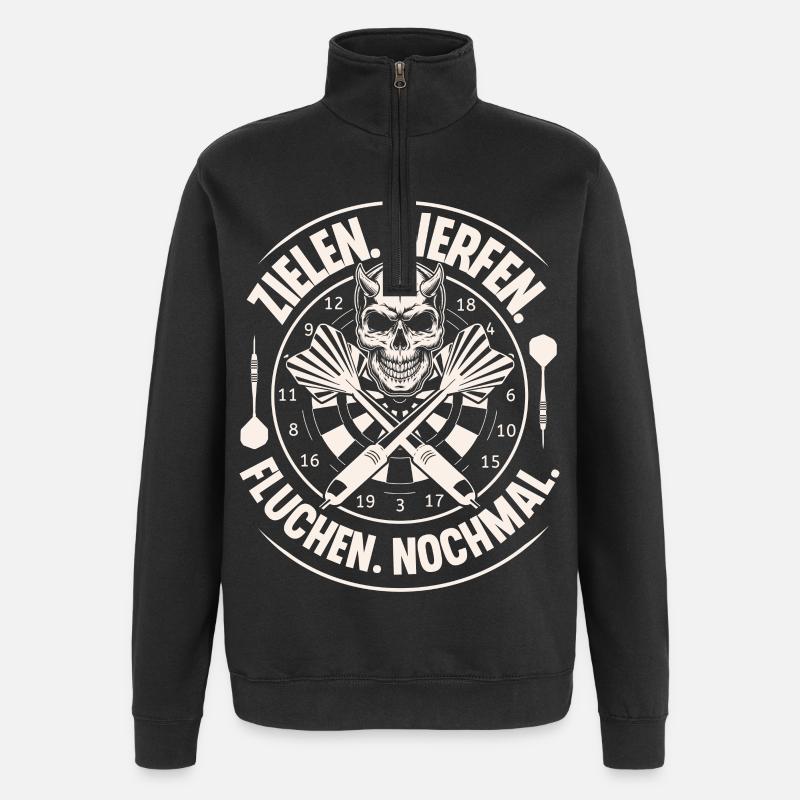 Darts Dart Darten - Quarter-Zip-Sweatshirt - Schwarz