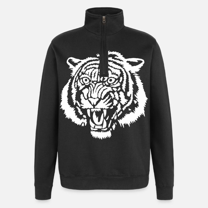 Le tigre blanc - Sweat à zip 1/4 - noir