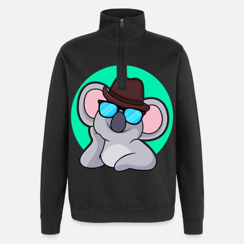 Détective Koala - Sweat à zip 1/4 - noir