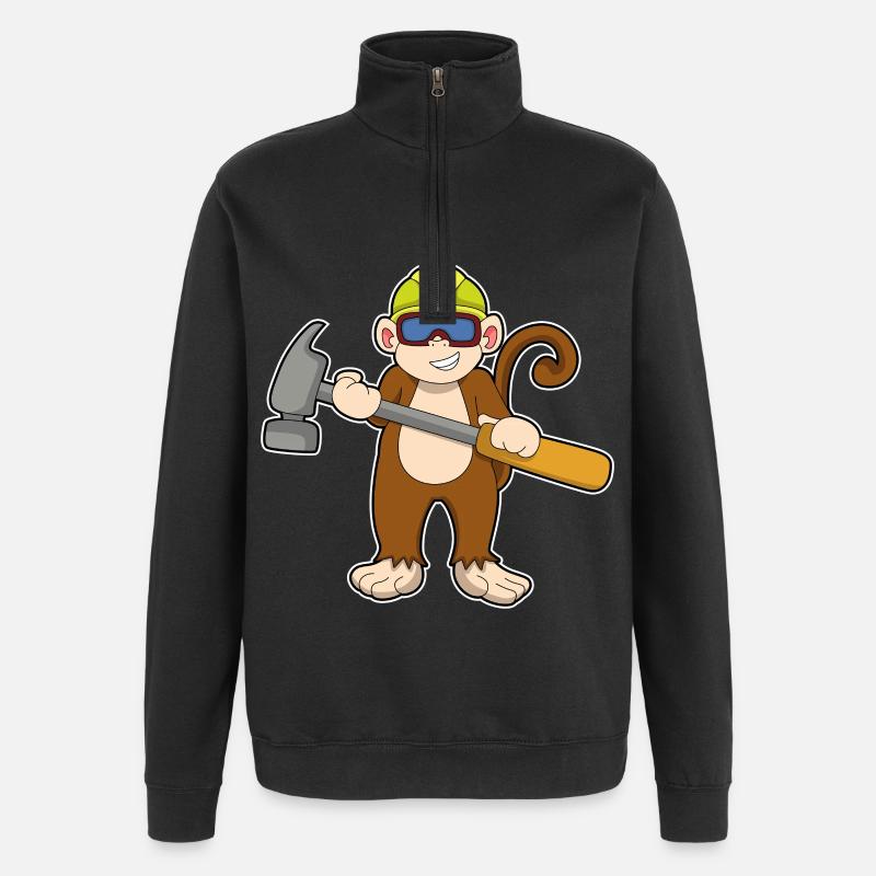 Monkey Craftsman Hammer Craft - Quarter-Zip Sweatshirt - black