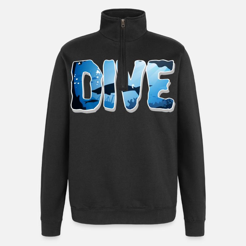 Tauchen Taucher - Quarter-Zip-Sweatshirt - Schwarz