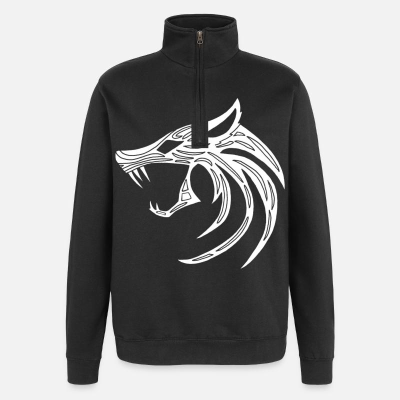 White demonic wolf - Quarter-Zip Sweatshirt - black