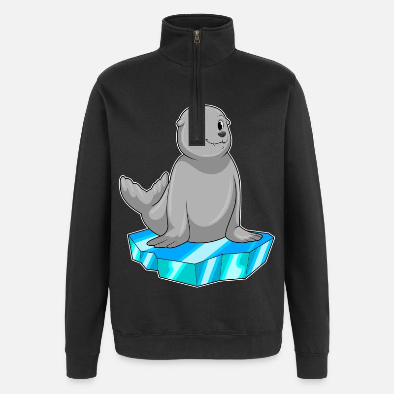 Sceller avec de la banquise - Sweat à zip 1/4 - noir