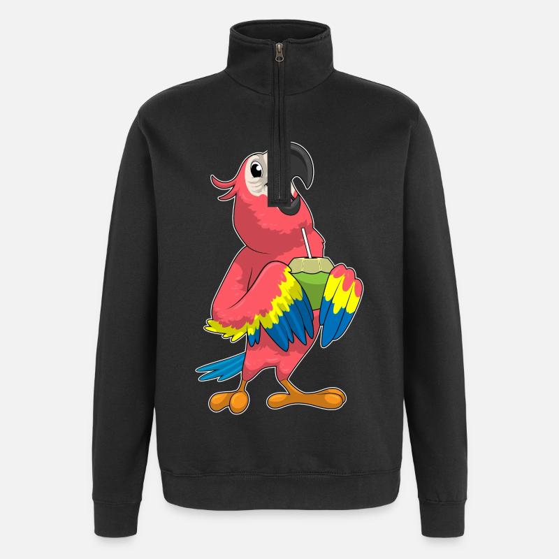 Perroquet & Noix de avec Paille - Sweat à zip 1/4 - noir