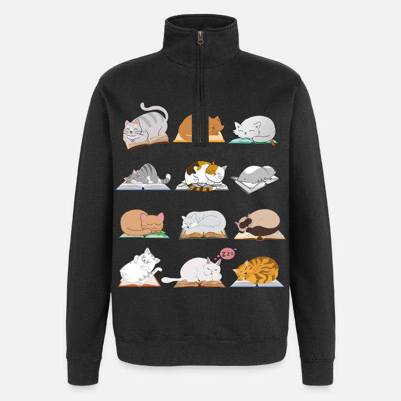 Collection de chats de lecture - Sweat à zip 1/4 - noir