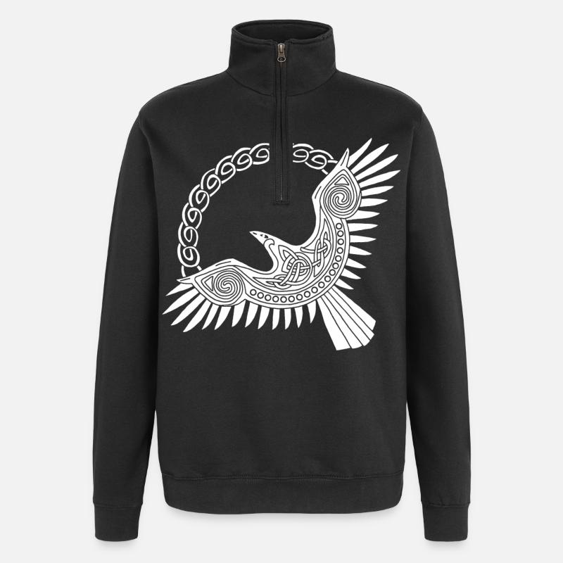 white viking eagle - Quarter-Zip Sweatshirt - black