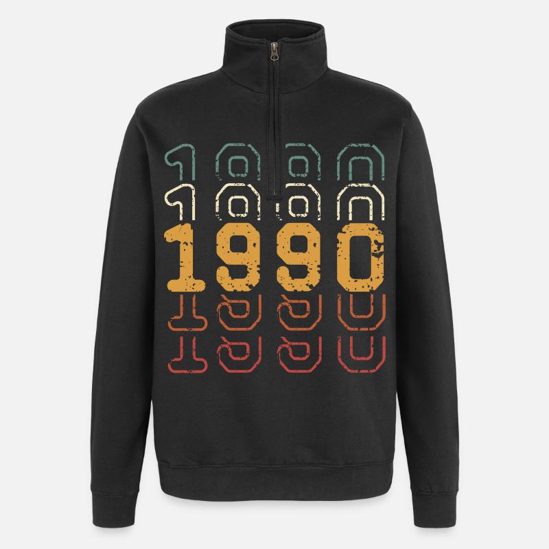 1990 - Sweat à zip 1/4 - noir