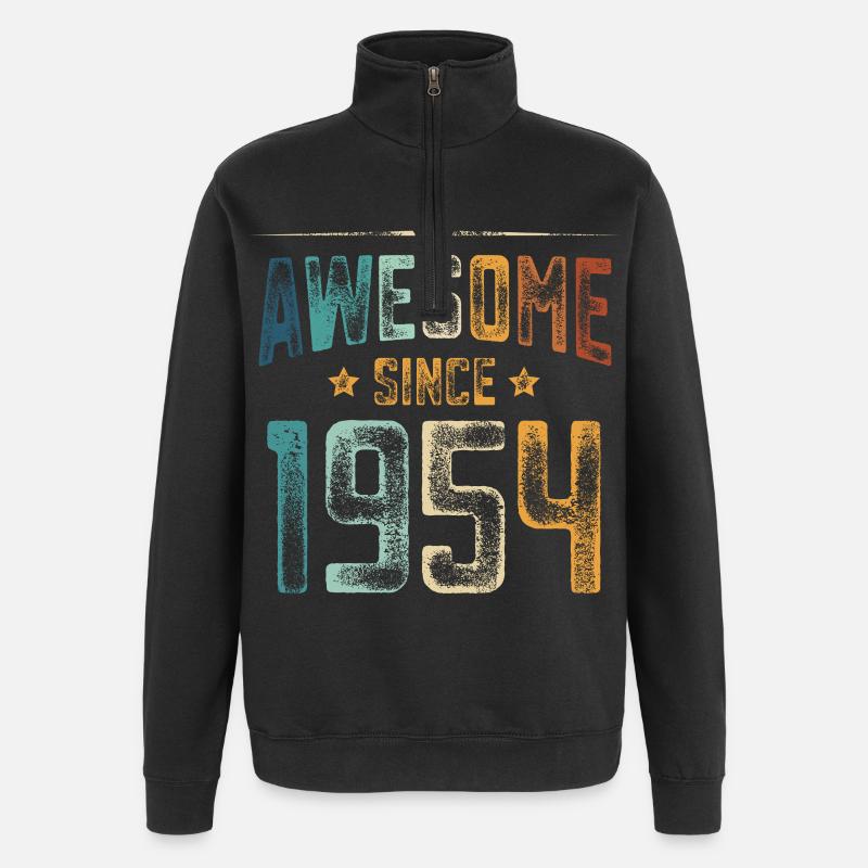 1954 Naissance Année de naissance - Sweat à zip 1/4 - noir