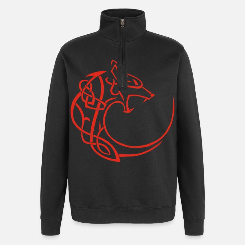 Roter Mondwolf - Quarter-Zip-Sweatshirt - Schwarz