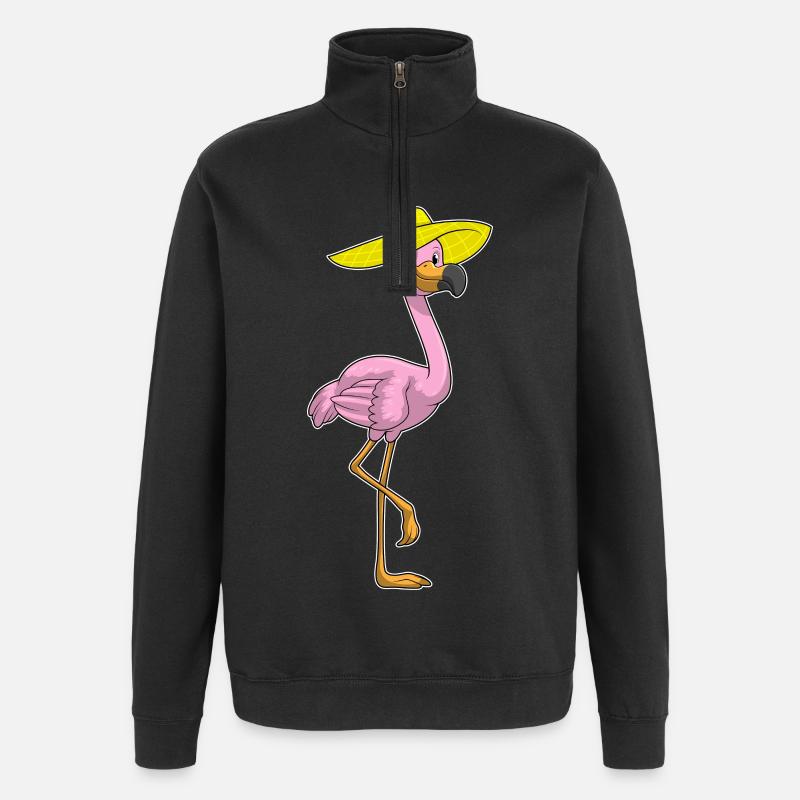 Flamingo Hat - Quarter-Zip Sweatshirt - black