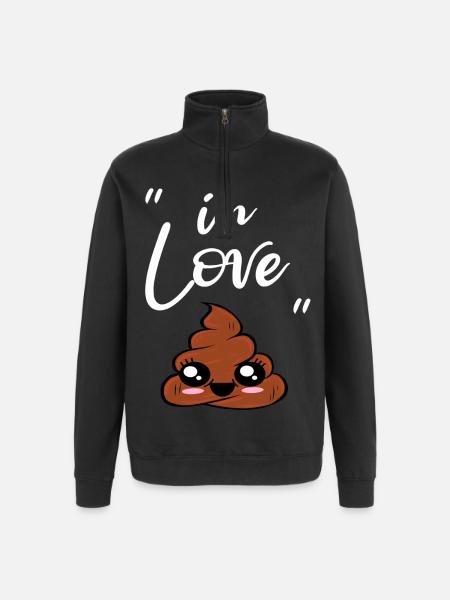 Jeg elsker lort sød lort bunke - Sweatshirt med 1/4 lynlås - sort