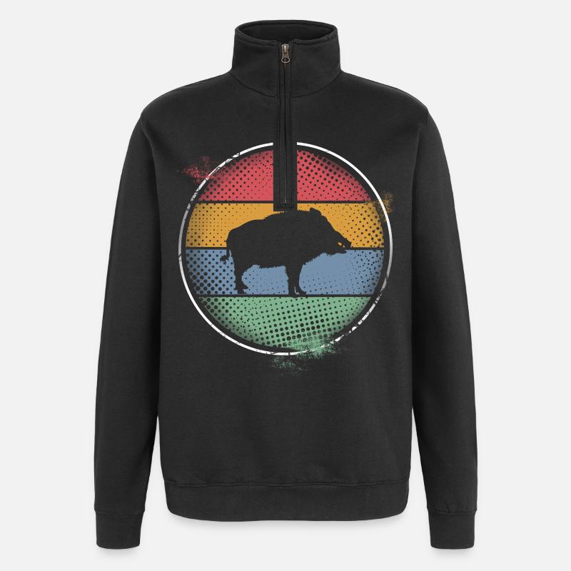 Wild boar - Quarter-Zip Sweatshirt - black