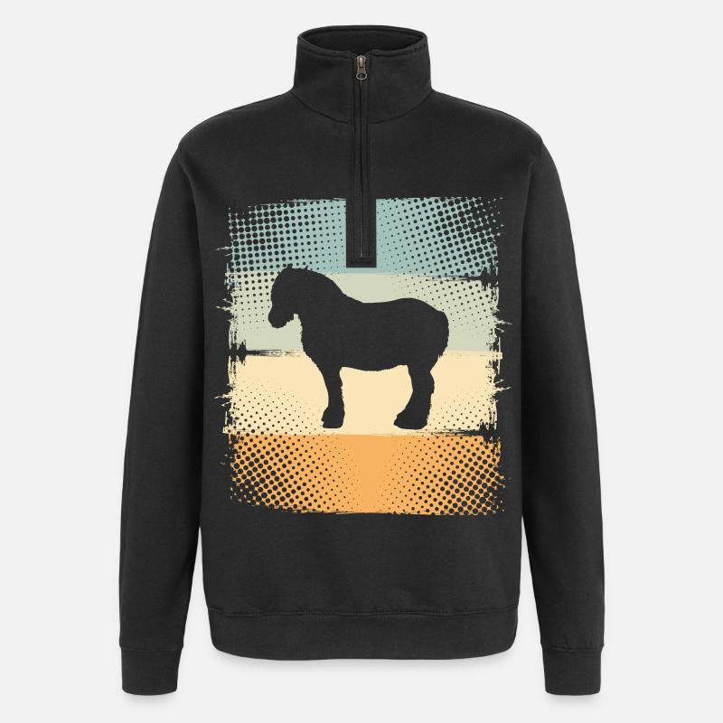 Pferd - Quarter-Zip-Sweatshirt - Schwarz
