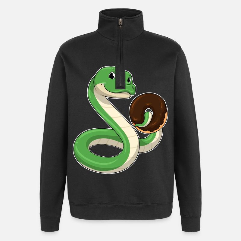 Serpent avec beignet - Sweat à zip 1/4 - noir