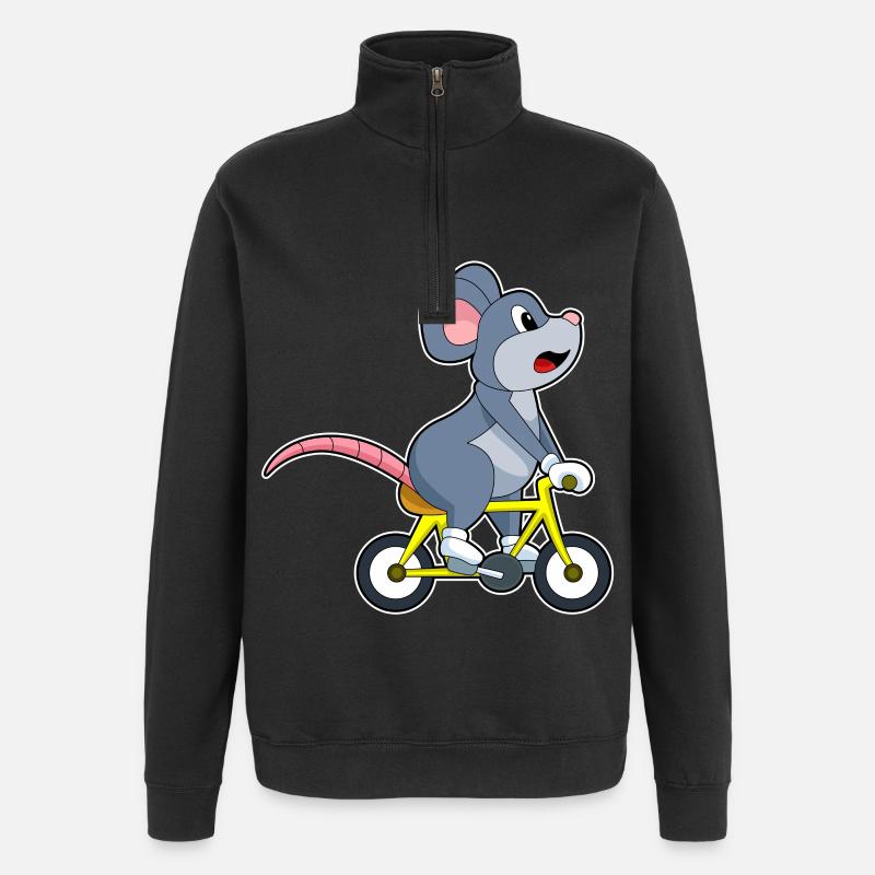Souris avec vélo - Sweat à zip 1/4 - noir