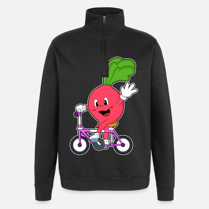 Radis avec vélo - Sweat à zip 1/4 - noir