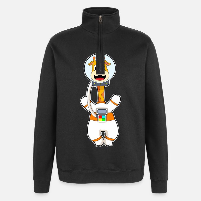 Giraffe Astronaut Space - Quarter-Zip Sweatshirt - black