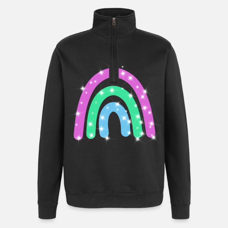 Polysexual Glitter Rainbow - Quarter-Zip Sweatshirt - black